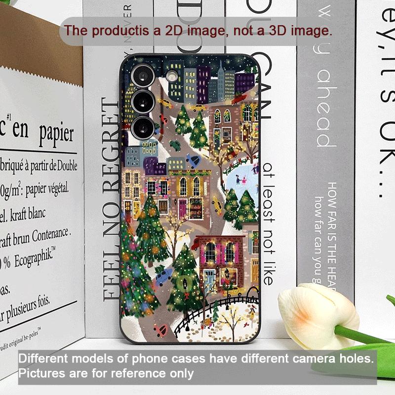 Christmas Snow Street Shop Window Scenery Pattern Phone Case for OPPO Reno 13 12 F 11 10 Pro Plus A58 Find X5 X3 Lite Soft Cover