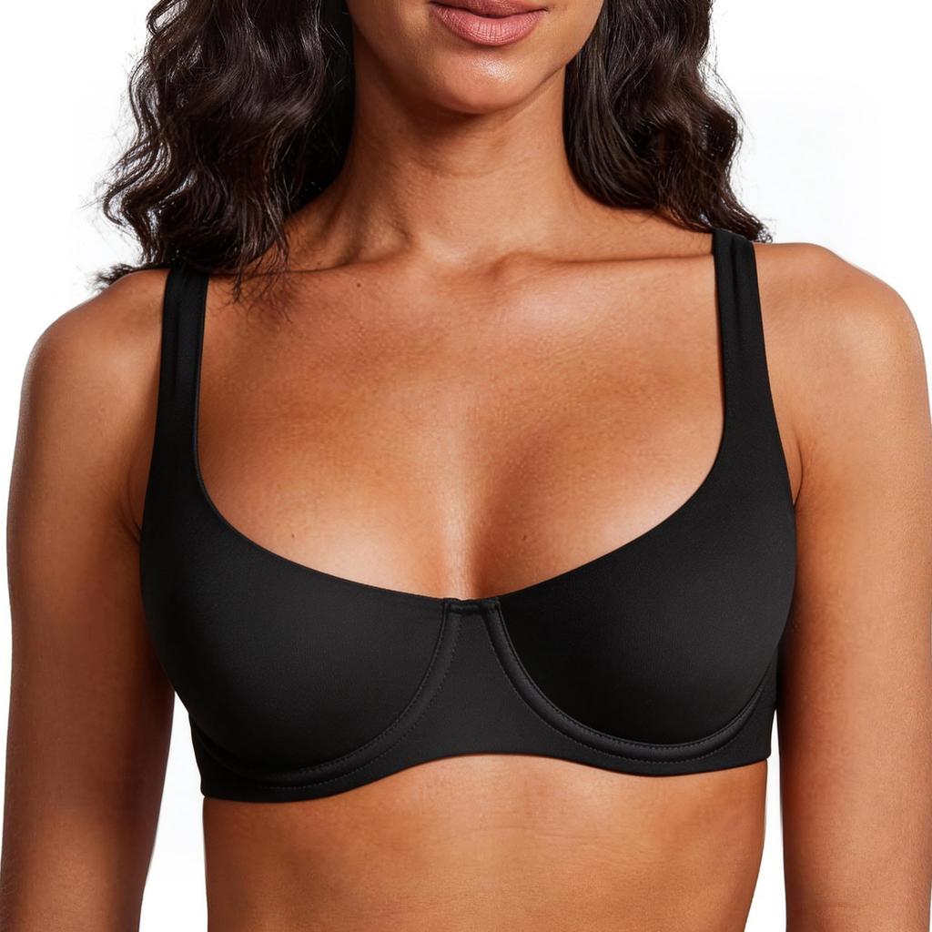 Zeriluna Underwire Support Bra Without Padding Simple, Barely-there Comfortable Push-up Skin-friendly Elastic Wide-strap Bra