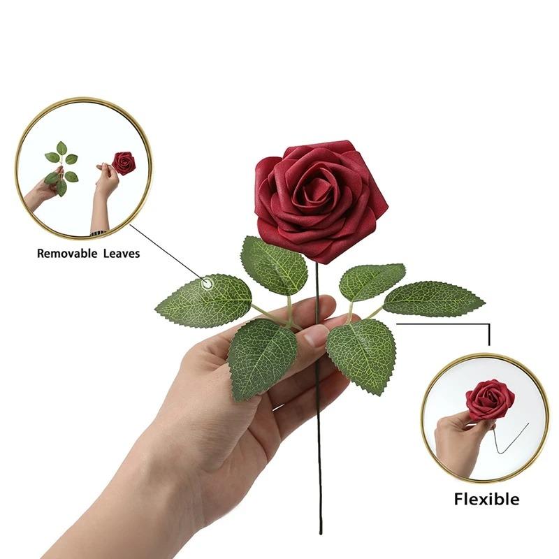 20 st Mjölkvita Konstgjorda Blommor Rosor Falska Blommor Stjälk för DIY Bröllopsbuketter Dekorationer Fest Trädgård Hem Rumsinredning
