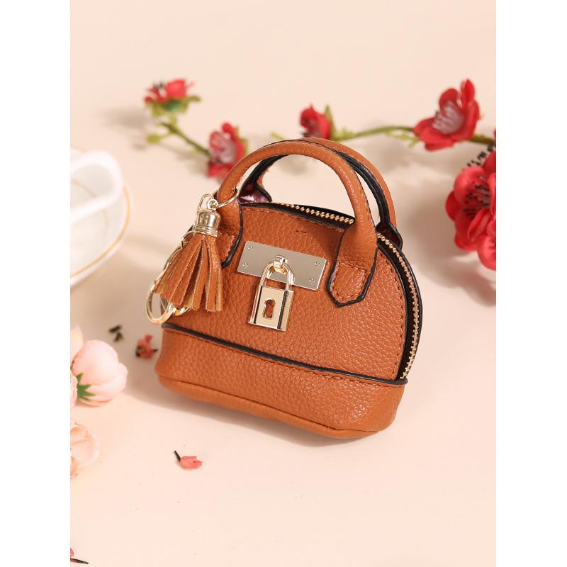 Chic Mini Coin Purse with Keychain - Korean Style