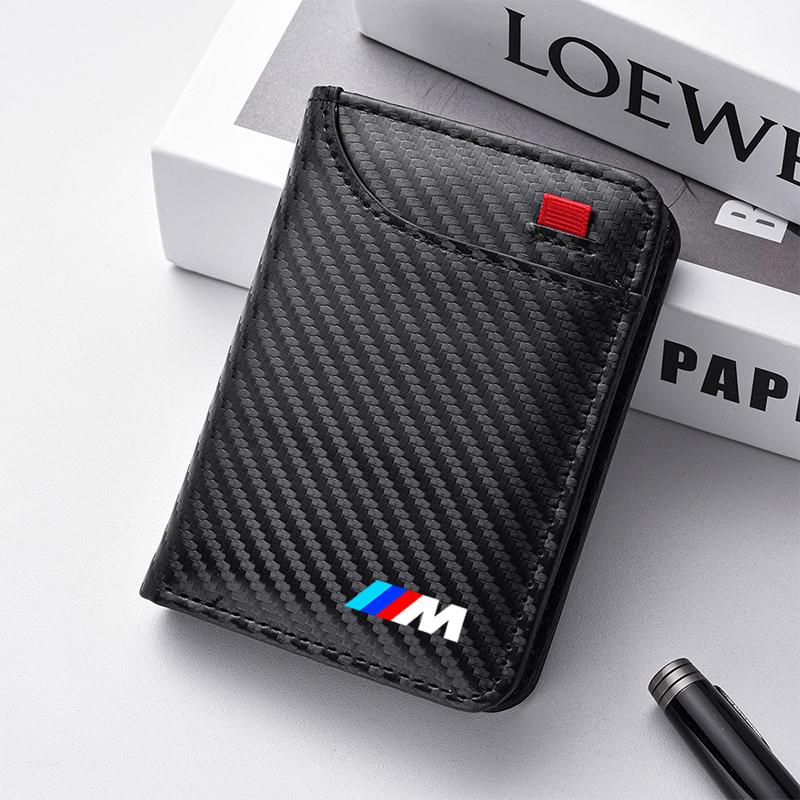 QNLT6 Carbon Fibre Wallet Car Driver License Credit Card Leather Bag For BMW M X2 X3 X5 X6 G30 E30 E36 50th Anniversary 3 5 6 7 Series
