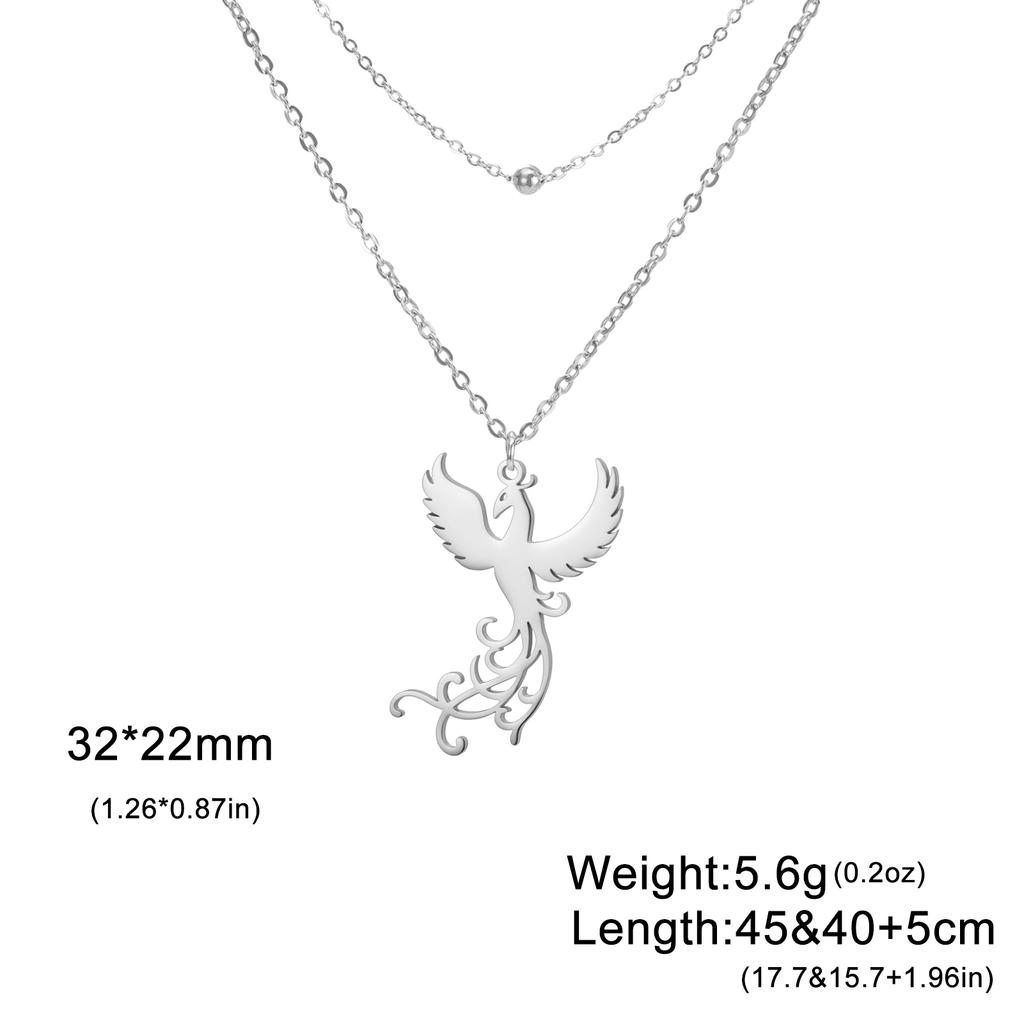 Exquisite Phoenix Flamingo Pendant Necklace Stainless Steel Natural Animal Unisex Rebirth Bird Natural Talisman Jewelry