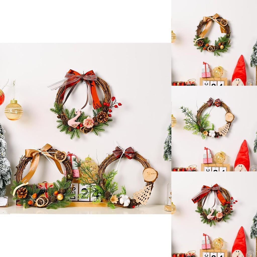 Beautiful Christmas Ornament Bow Pinecone Lemon And Red Berry Wreath Decor