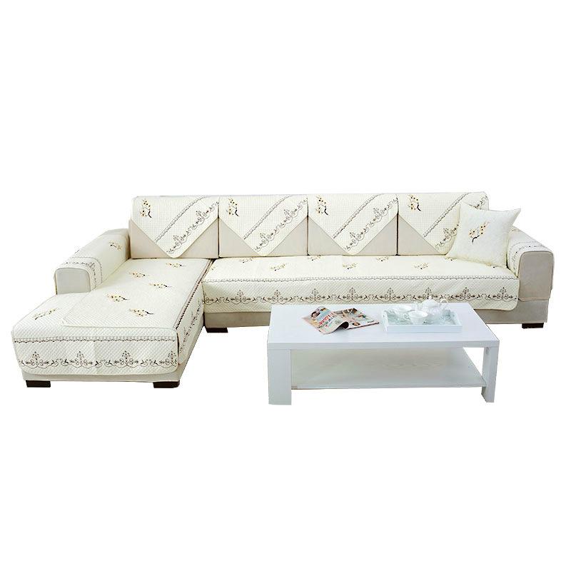 Summer Pure Cotton Washed Sofa Cushion Four Seasons Universal Non-Slip Embroidery Simple Cloth Cotton Backrest Towel Cover Cloth