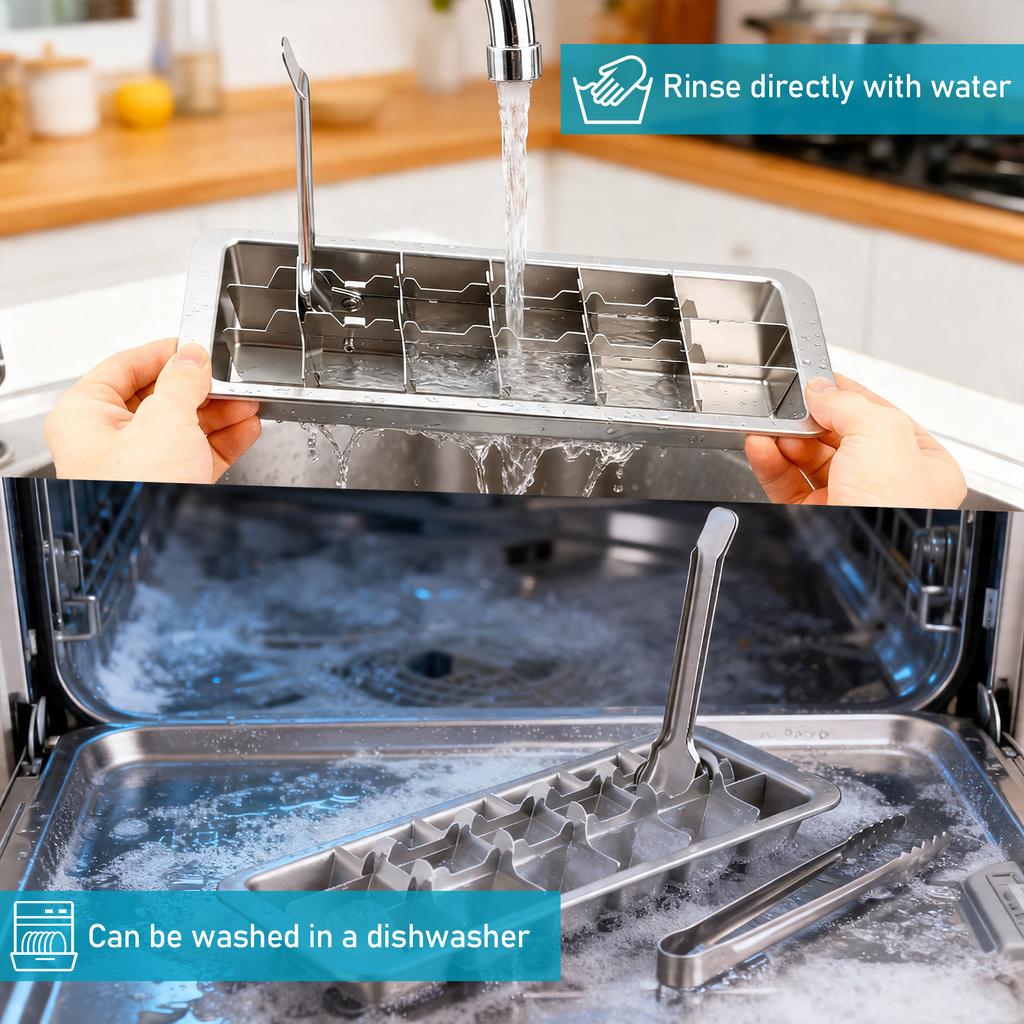 18 Slot Stainless Steel Ice Cube Tray Reusable Removable Ice Cube Maker Ice Cube Mold for Cooling Cocktails Coffee Fruit Juice