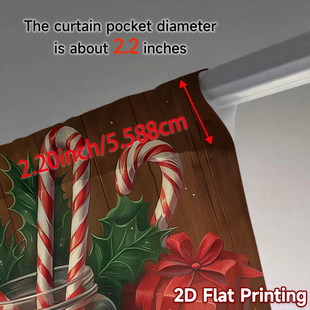 2 Stück, Vorhänge Weihnachtszuckerstangen Stechpalme Geschenk (3) Beliebte Minimalistische Vorhänge Halbtransparente Vorhänge Feiertag für Wohnzimmer,