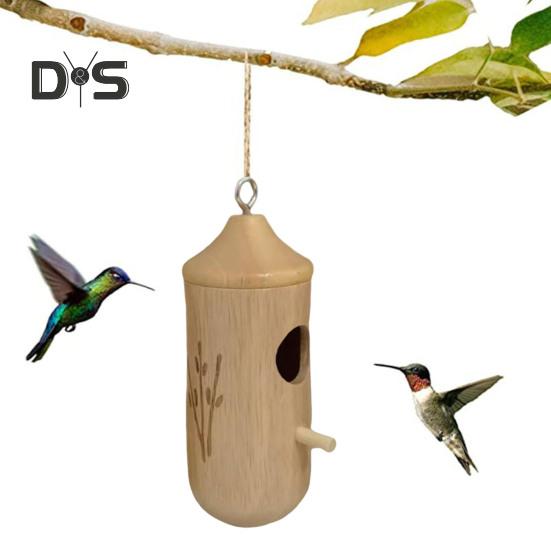 Wooden Hummingbird House for Outside Hanging Small Wildbird Nesting House for Outdoor Garden Porch Window Decor