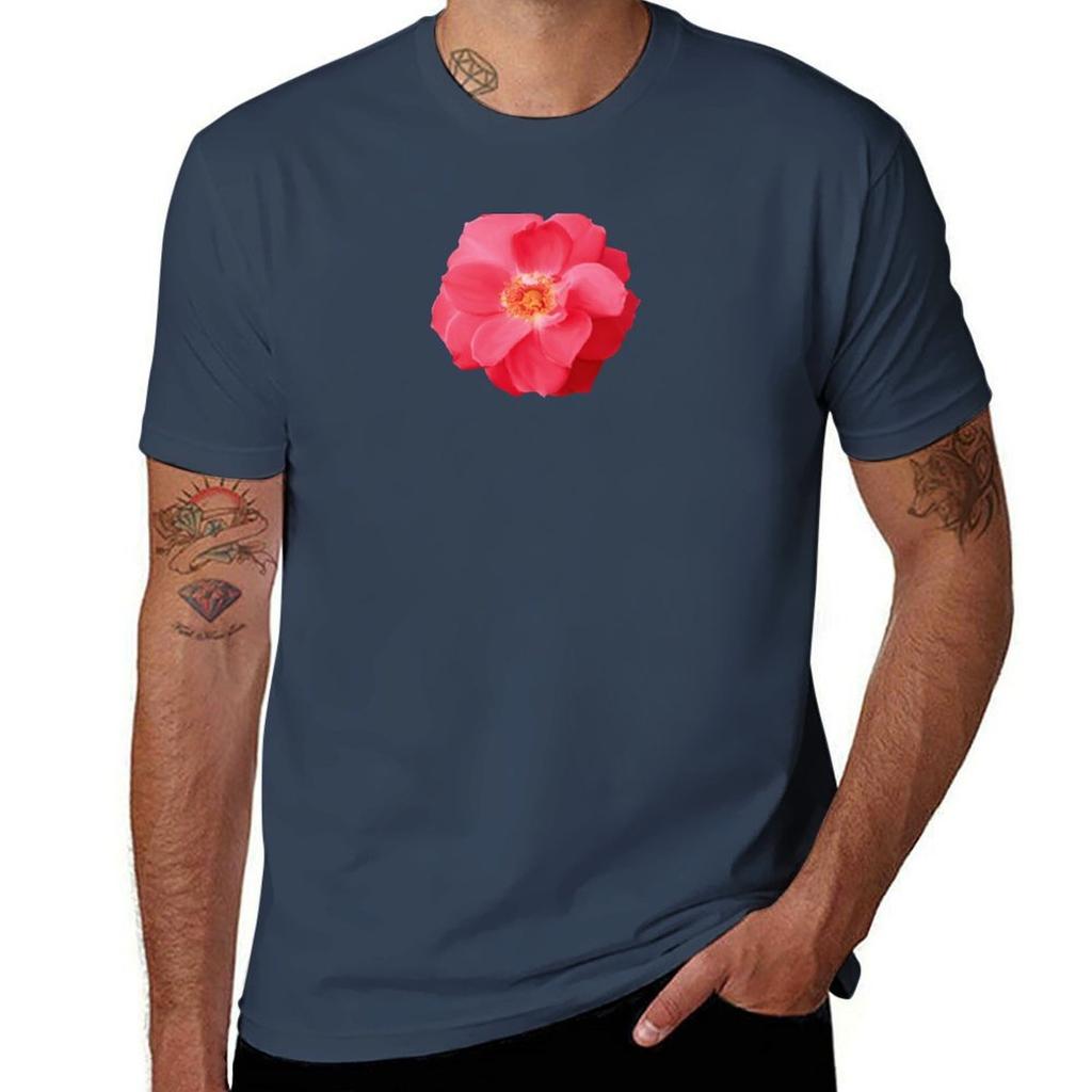 RED ROSE TShirt Minimalist Casual Short Sleeve Top