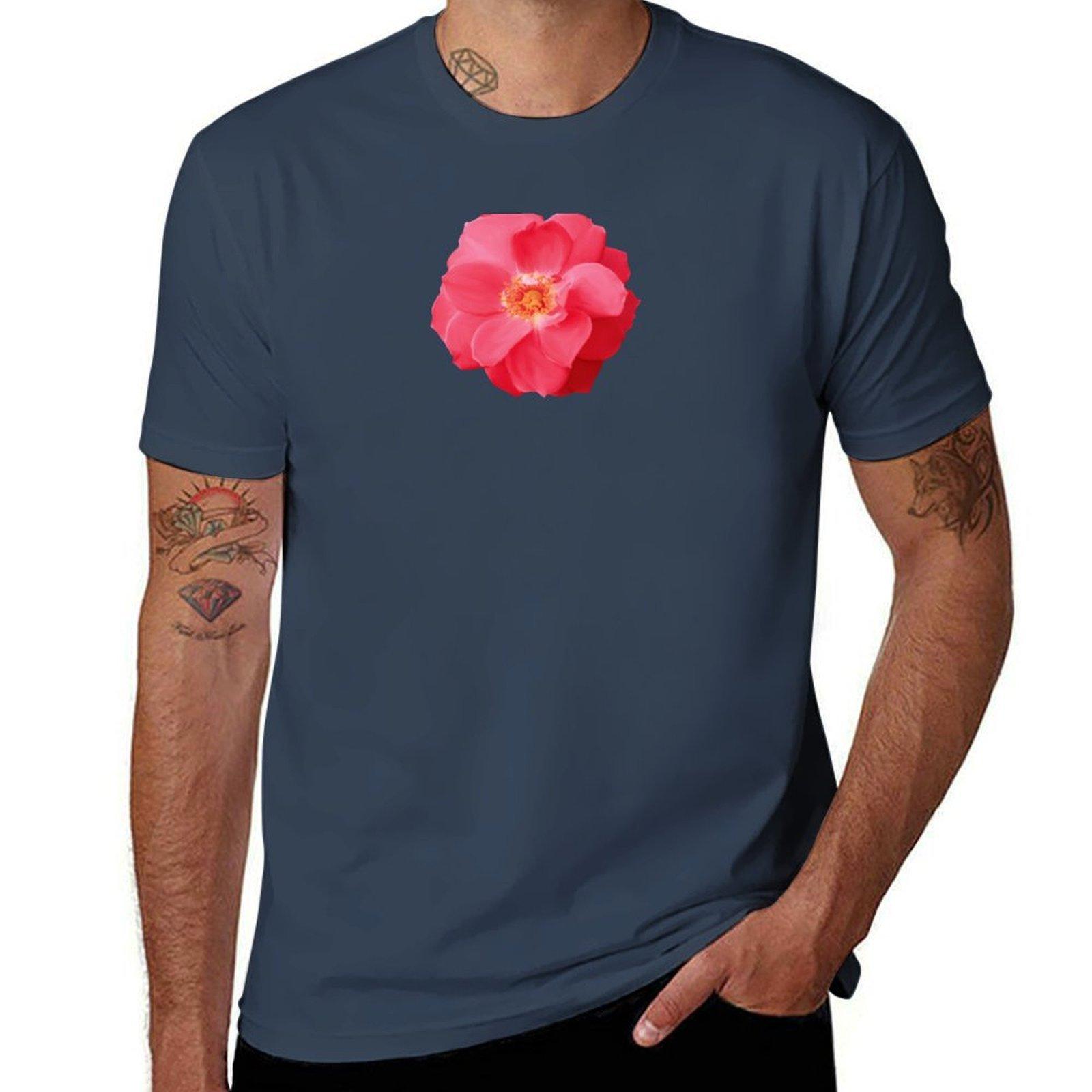 

RED ROSE TShirt Minimalist Casual Short Sleeve Top S