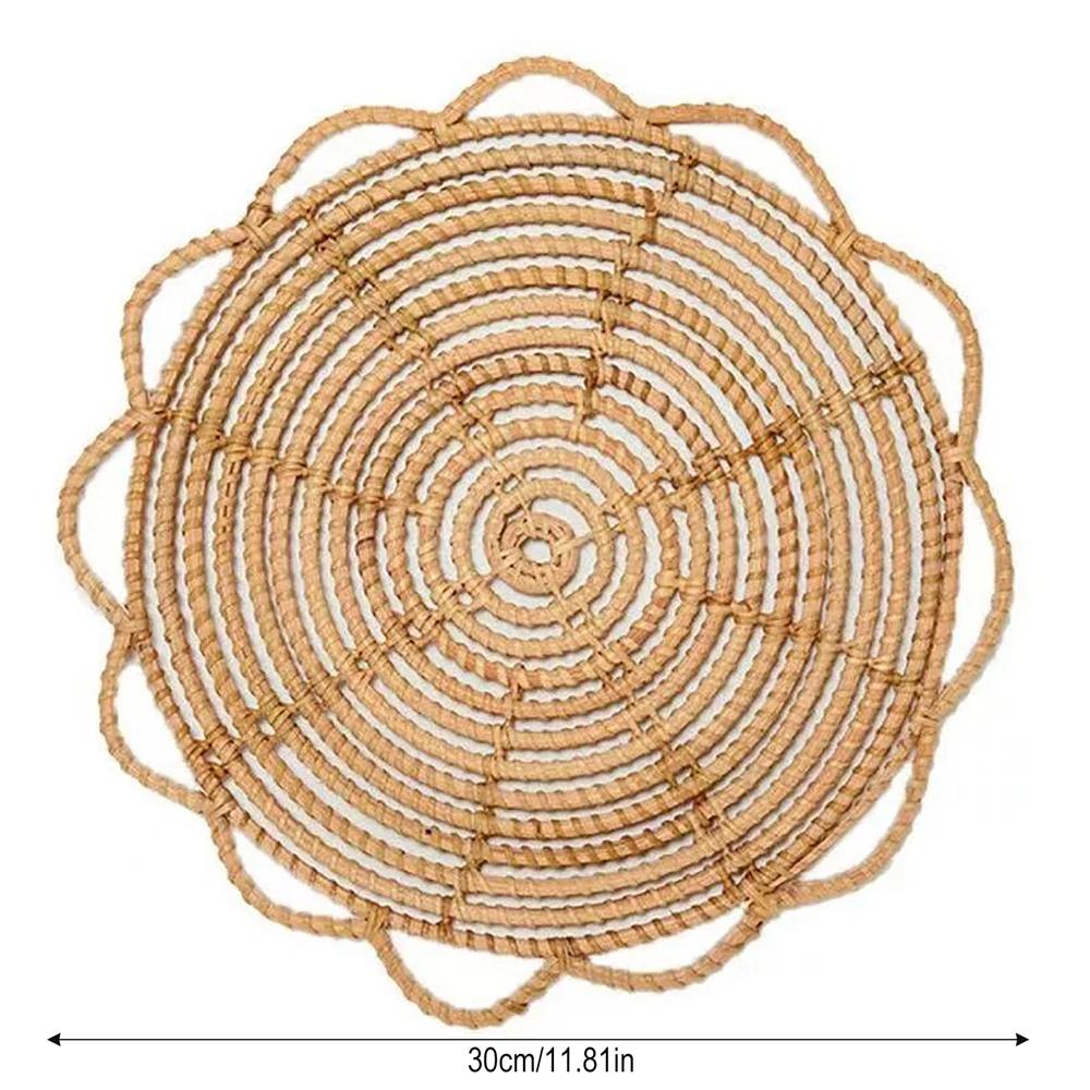 Bohemian Style Handmade Rattan Wall Hang Decor Round Wicker Tray Woven Wall Hanging Decor Country Style For Living Room Bedroom