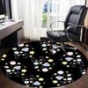 1pc Space Black Cats Office Round Area Rug, Indoor Mat Suitable For Office, Under Office Chairs Bedroom Living Room Home Decor, Room Deco