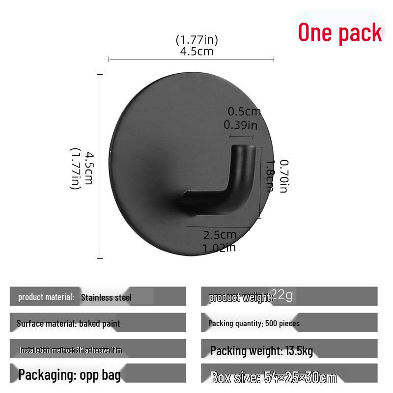 304 Stainless Steel Adhesive Clothes Hook - Punch-Free, Strong Hold, Behind-Door Mount