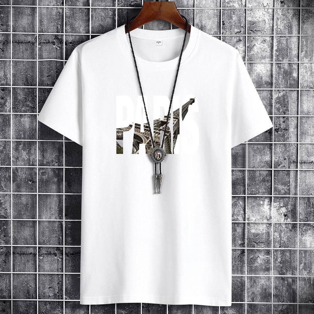 Мужские модные повседневные футболки и топы с коротким рукавом и круглым вырезом S белый