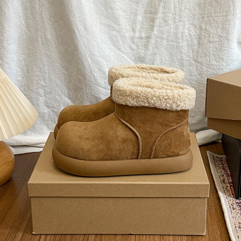 Versatile Thick-soled Plush Snow Boots for Women's Winter New Plush Warm Outer Wear Plush Short Boots Tide