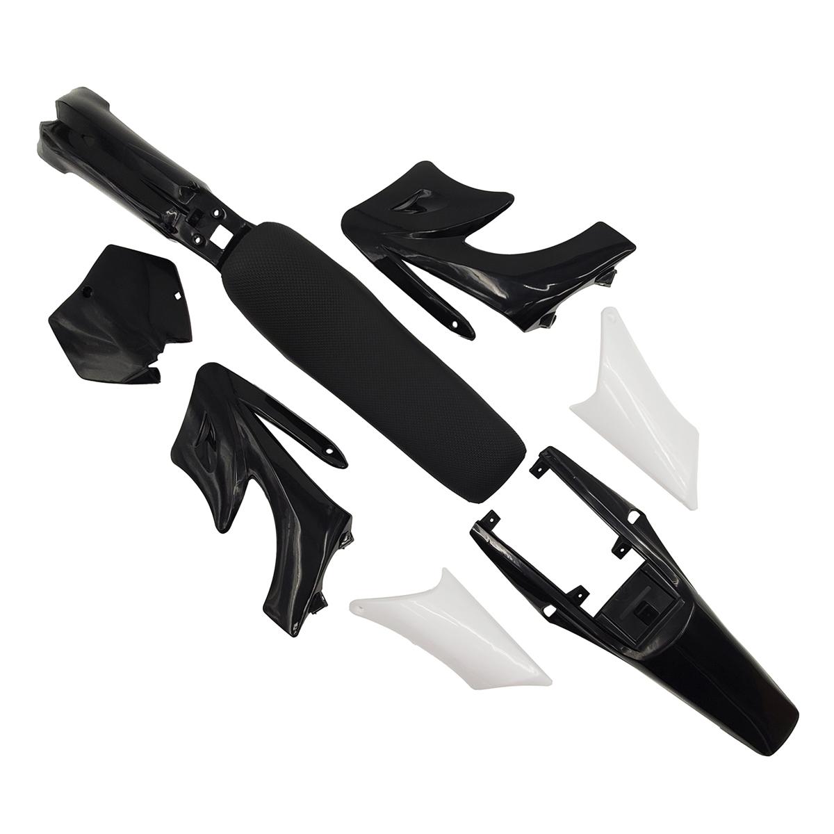 

7-кольоровий пластиковий обтічник Apollo Комплекти кузова переднє крило з номером ліцензії з подушкою сидіння для 47cc 49cc Apollo Mini Dirt чорний