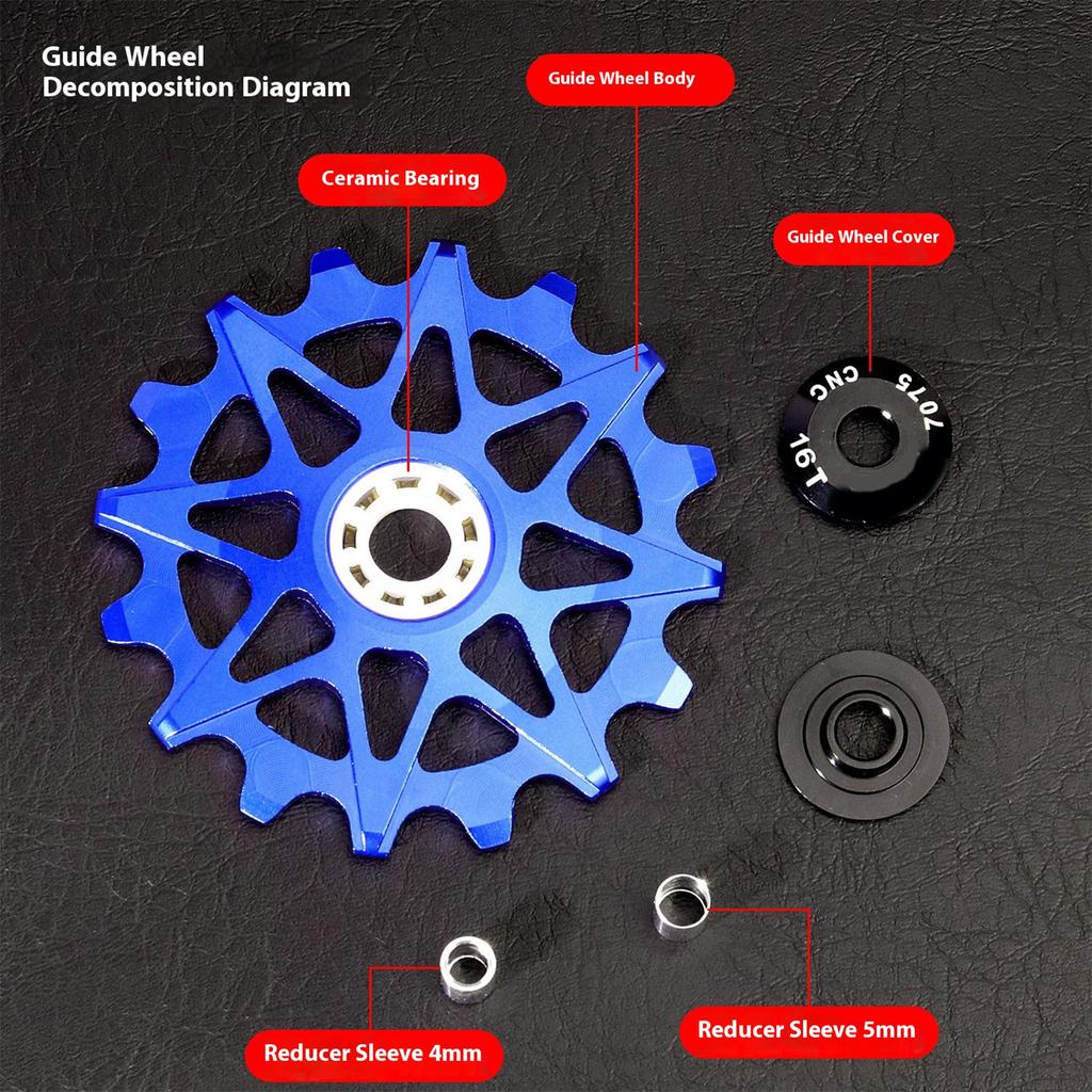Universals Bike Chain Guide Wheel Corrosions Resistant Weatherproofed Cycling Chain Guide Wheel with Multiple Gear Size