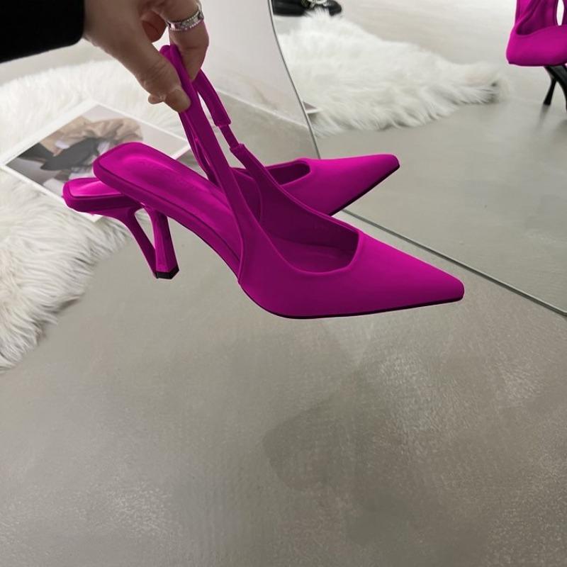 Women's Shoes High-heeled Sandals Bag Head Empty Rear Strap New Shallow Pointed Single Shoes Stiletto High Heels Women