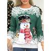Damen-Oberteile, Freizeitkleidung, Weihnachts-Schneemann-Aufdruck, Raglan-Schulter-T-Shirt