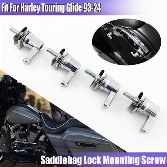 4x Theft Deterrent Saddlebag Lock Hardware Mounting Fit For Harley Touring Glide