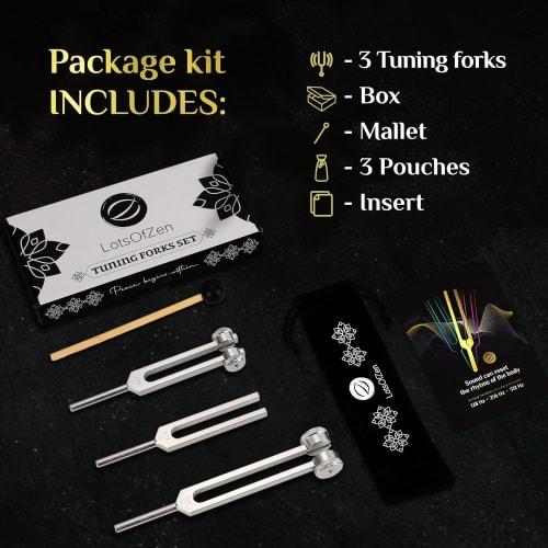 Healing Tuning Forks (128Hz, 256Hz, 512Hz) ? Tuning Fork Medical Set with Body Weights for Chakra Healing ? Yoga and Meditation Accessories ? Frequenc
