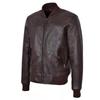 Handmade Stylish Casual Men's Bomber Jacket Real Lambskin Leather Brown Jacket