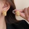 Geometric Metal Irregular Grain Stud Earrings for Women Punk Style Pleated Square Personality Earrings Travel Party Jewelry Gift