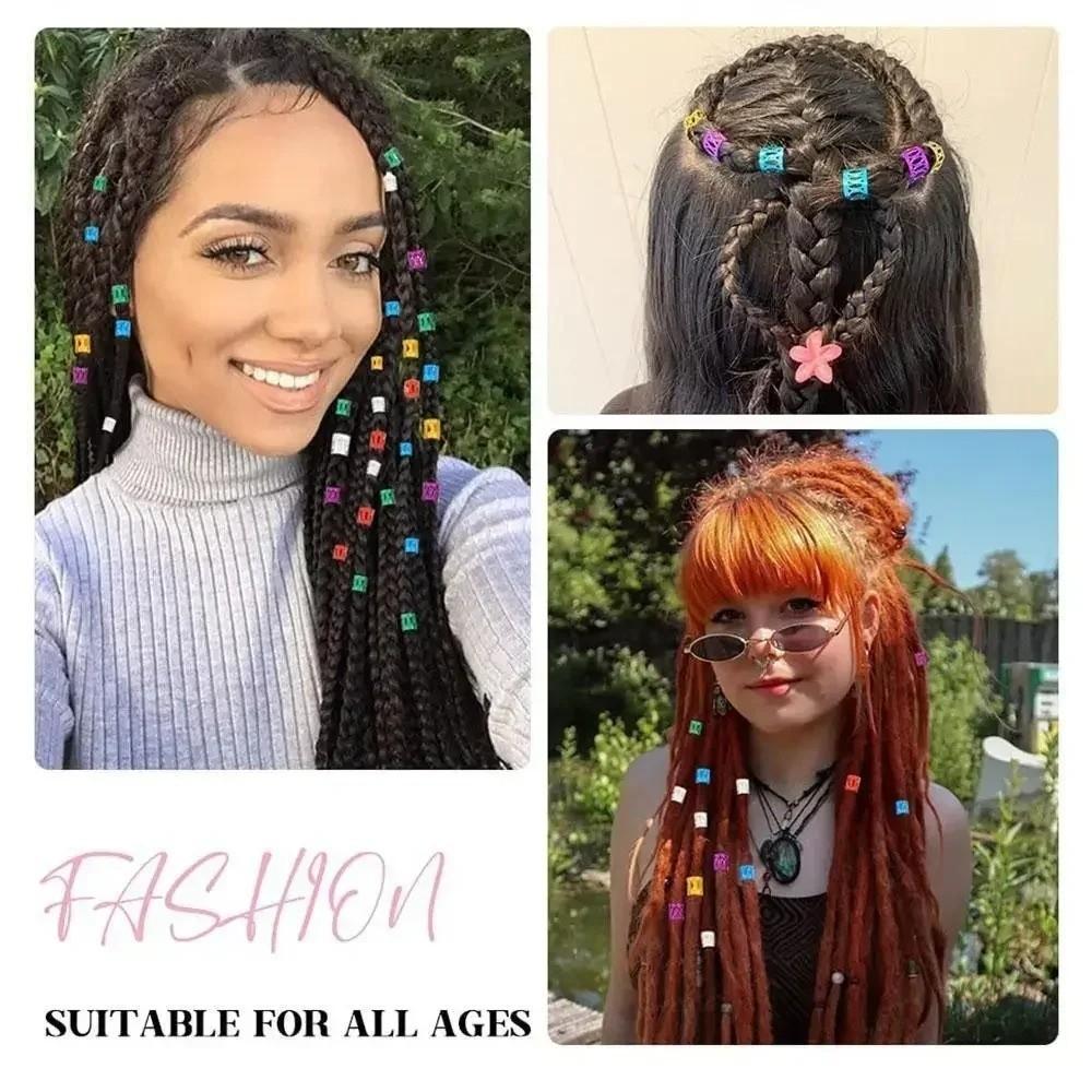 100PCS Aluminum Dreadlock Hair Rings Multicolor Adjustable Hair Cuffs Hair Decoration