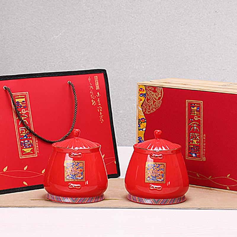 Чайная банка, фарфоровая банка, маленькая банка, банка для упаковки чая, емкость для хранения, герметичная чайная банка, керамическая чайная банка в подарочной коробке.