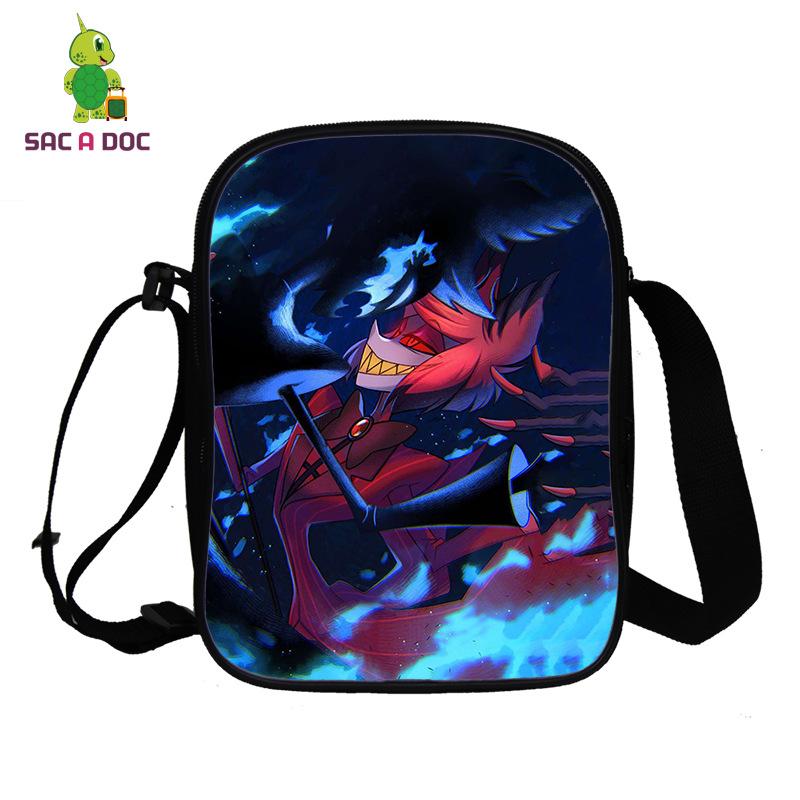 Hell Inn Animation Peripheral Crossbody Student School Bag 3D Full Color Printing Double Shoulder Bag