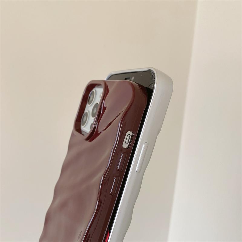 Luxuriöse 3D-Telefonhülle mit gewelltem Seidenmuster für iPhone 14 13 12 11 Pro Max X XR XS Max 7 8 14 Plus, einfarbig, glänzende Abdeckung