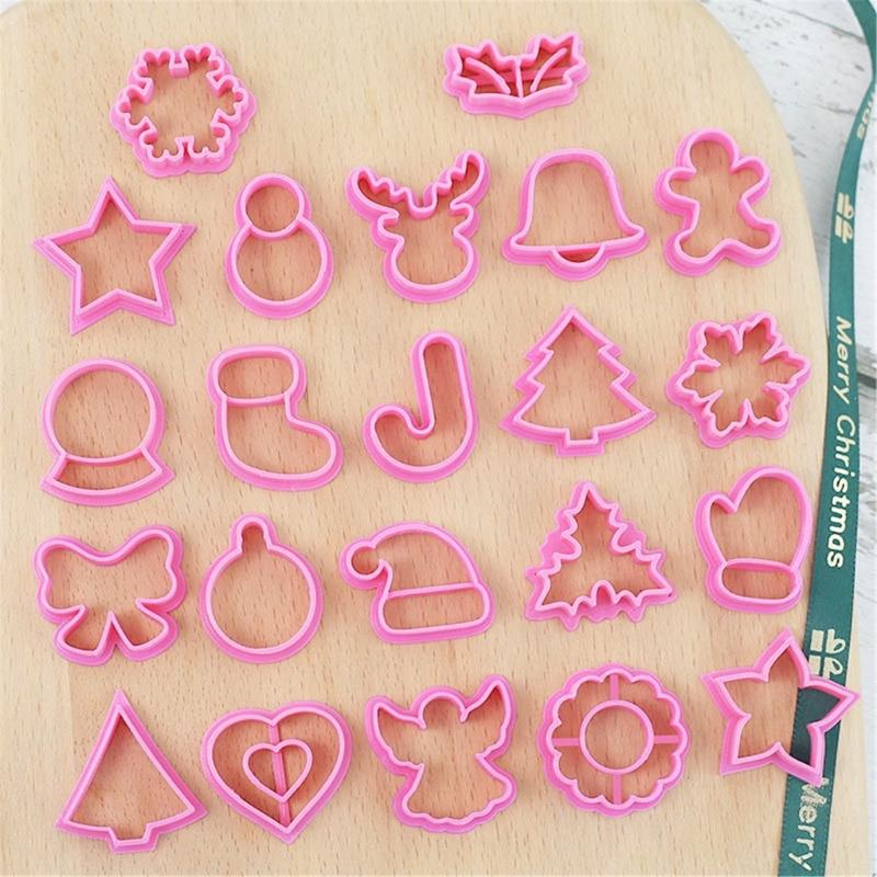 22 PCS Christmas Cookie Cutters Biscuit Cutter Multi Shapes Cookie Moulds PP Material Biscuit Mold Baking Accessories