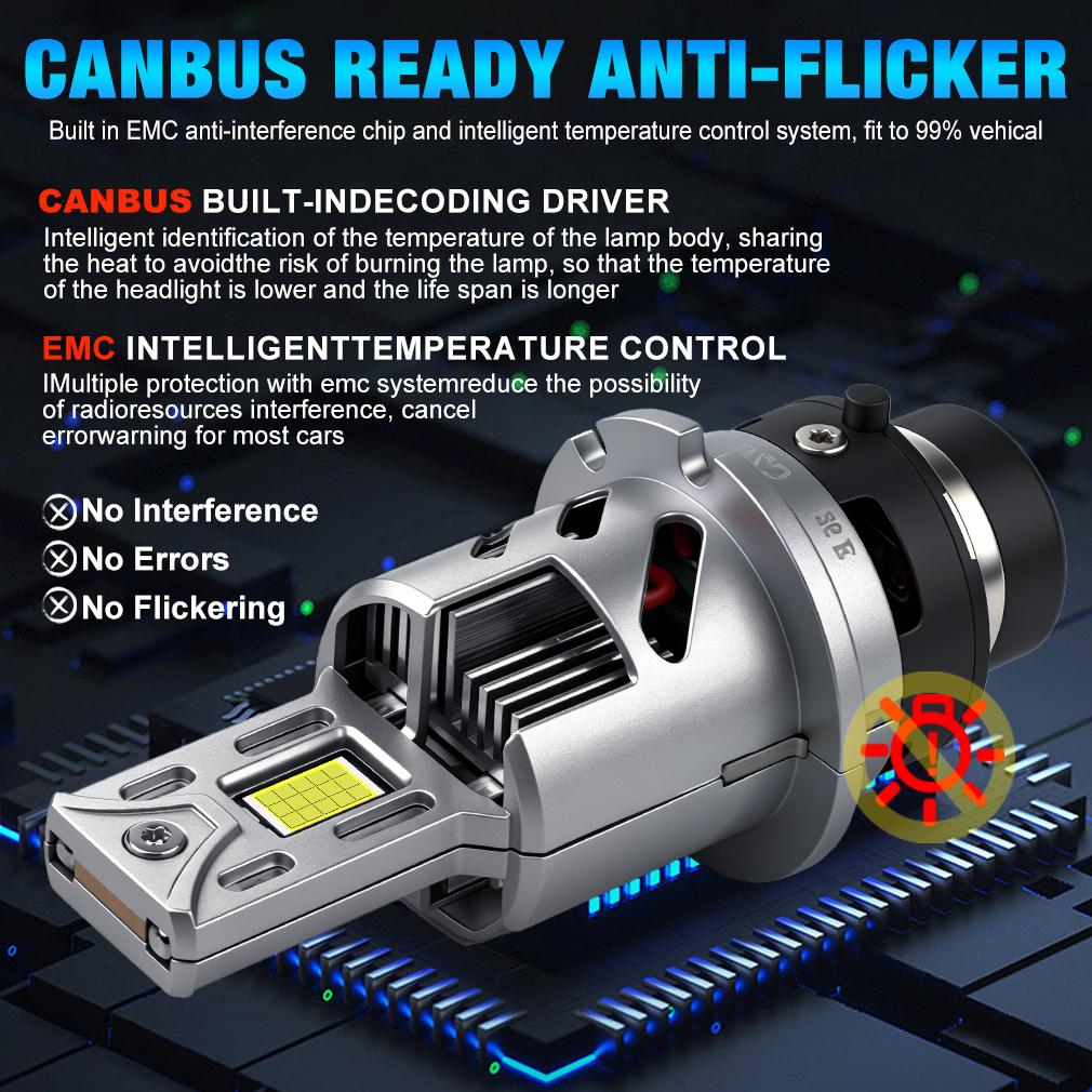 2Pcs 60000Lm D2S Led D4S Car Headlight Bulbs D2R D4R LED Car Light High power 200W 1:1 Plug&Play 30Core CSP Chips Copper Tube Turbo Lamp 6000K White