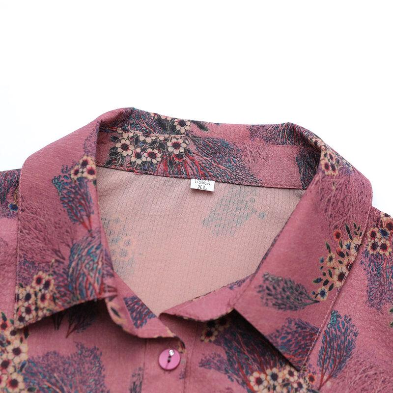 Sifen Damen Strickjacke mit sieben Ärmeln und Blumendruck