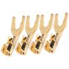 4PCS 45 Degree Fork Spade Speaker Connector Pure Copper Fork Speaker Wire Connector  For Amplifiers