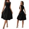 New Women's Slim Fit Round Neck Beaded Sleeveless Princess Dress S-XL
