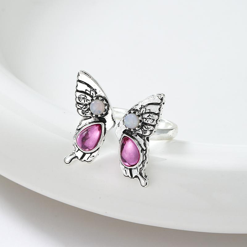 

Vintage Copper Color Butterfly Patterned Women s Ring, Personalized Ethnic Style Holiday Party Accessories Zircon Gifts 7