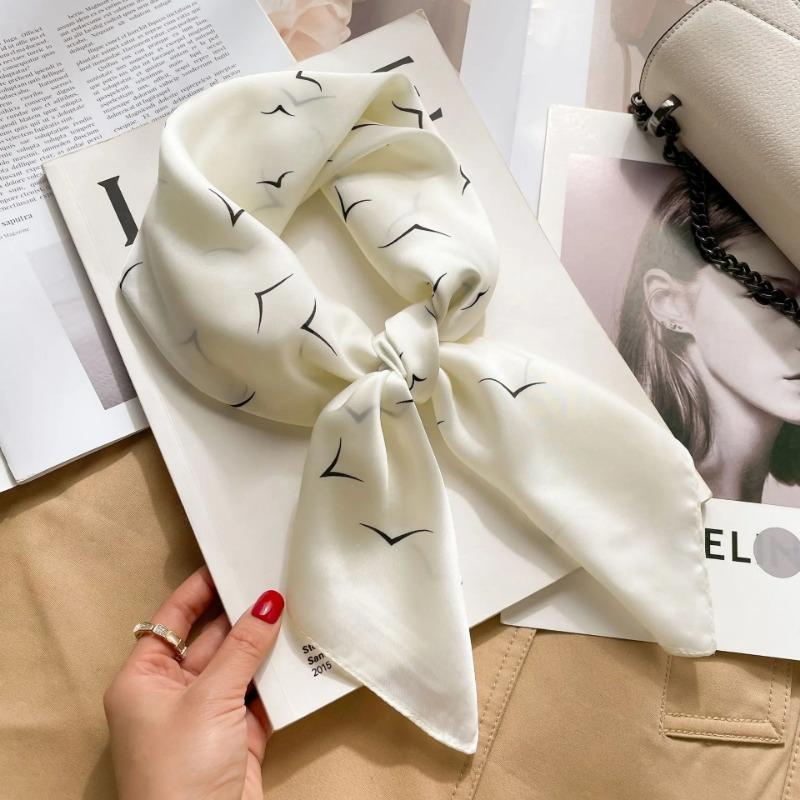 Luxury Brand  Square Scarf Women Cat Neck Hair Tie Band Beach Hijab Kerchief Head Headbands Bandana Female Foulard 70cm