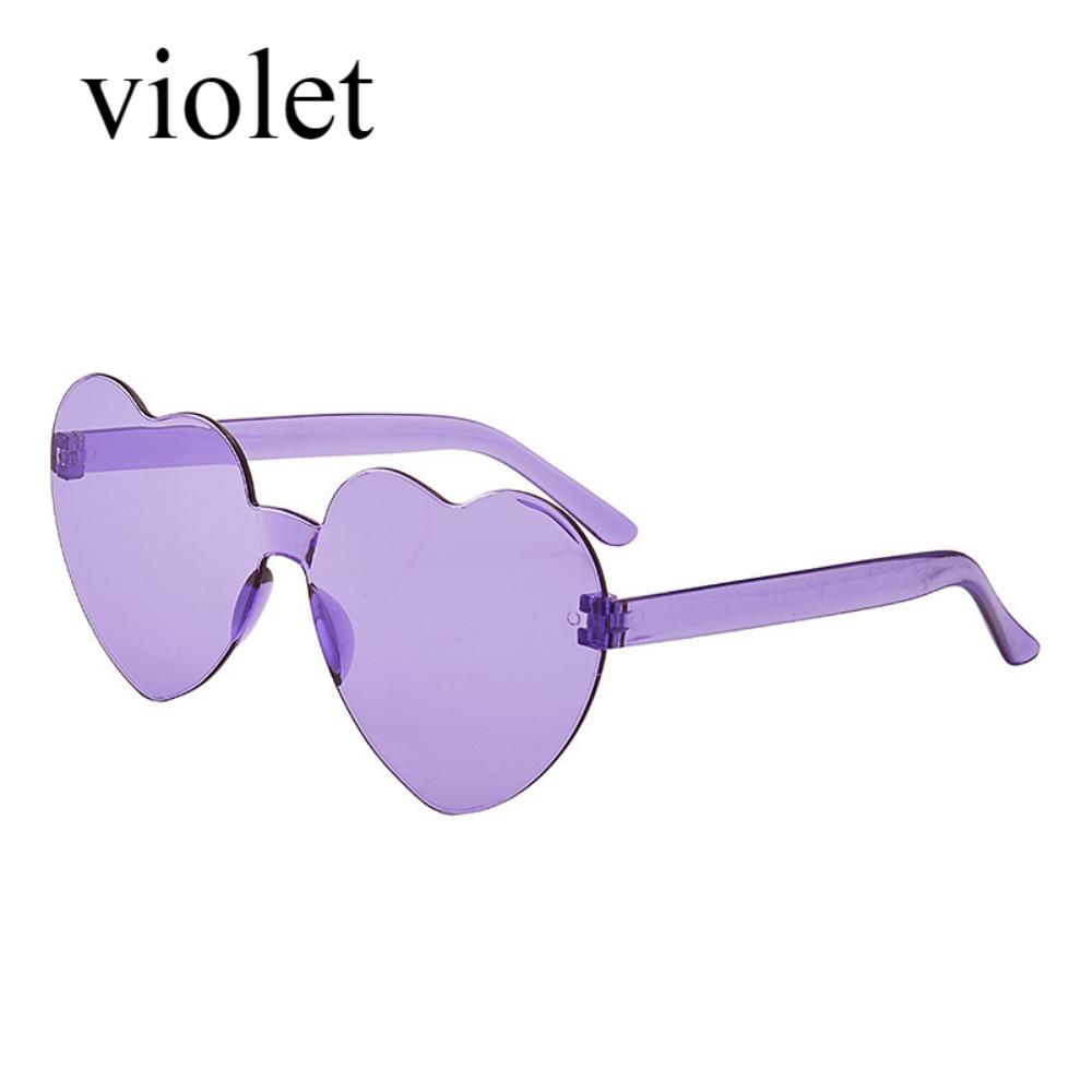 

Цельные солнцезащитные очки в форме персикового сердца, очки любви, желейные безободковые солнцезащитные очки в форме цельного сердца фиолетовый
