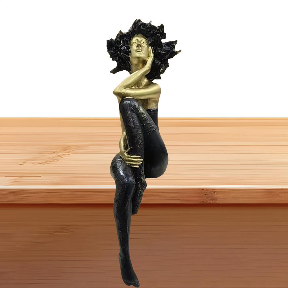 Girl Sculpture Decor Afro Girl Modern Art Figurine Resin Statue Artwork For Bedroom Living Room Study Bookshelf Dorm Apartment