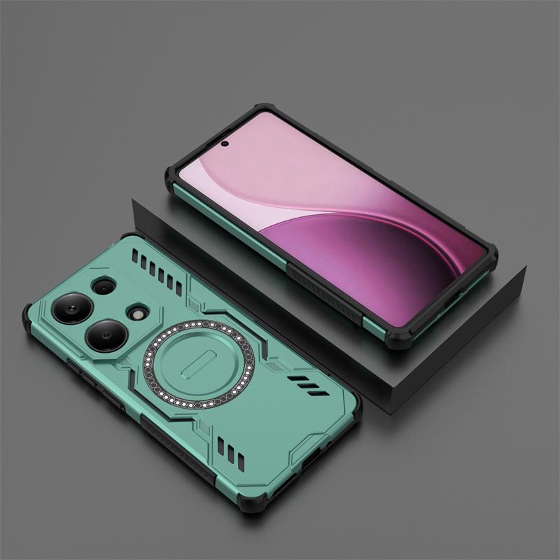 Armor Case For Xiaomi Poco M6 Pro 4G Magnetic Adsorption Wireless Charge Cover For Poco M6 Pro 4G Case For Poco M6 Pro 4G Case