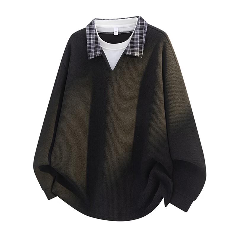 Wassup Sohot Faux-Layer V-Neck Polo Sweatshirt