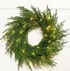 Pre-Lit Artificial Christmas Wreath,  Artificial Christmas Garland For Front Door With Red Bow, Cones, Red Berries,  LED Lights For Christmas Deco