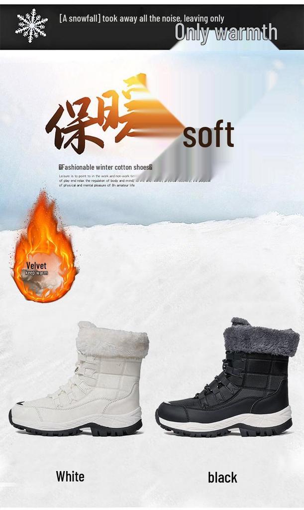 Women's High-Top Winter Snow Boots: Outdoor Travel Style, Plus Cotton, Combat Design, New for 2025.