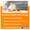 Pet Feeder Double Bowl Ceramic Dog and Cat Bowl with Bamboo Stand Elevated Neck Guard Dog Food and Water Bowl Pet Accessories