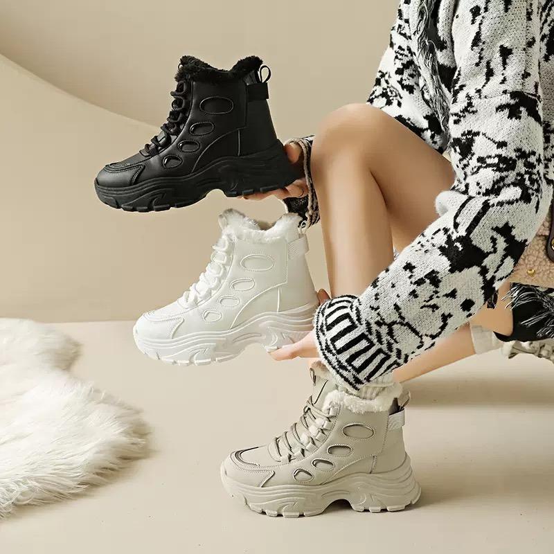 New Women's Shoes Winter Plush Warm Snow Boots Thickened Plush High Top Cotton Shoes for Women Non Slip Platform Ankle Boots