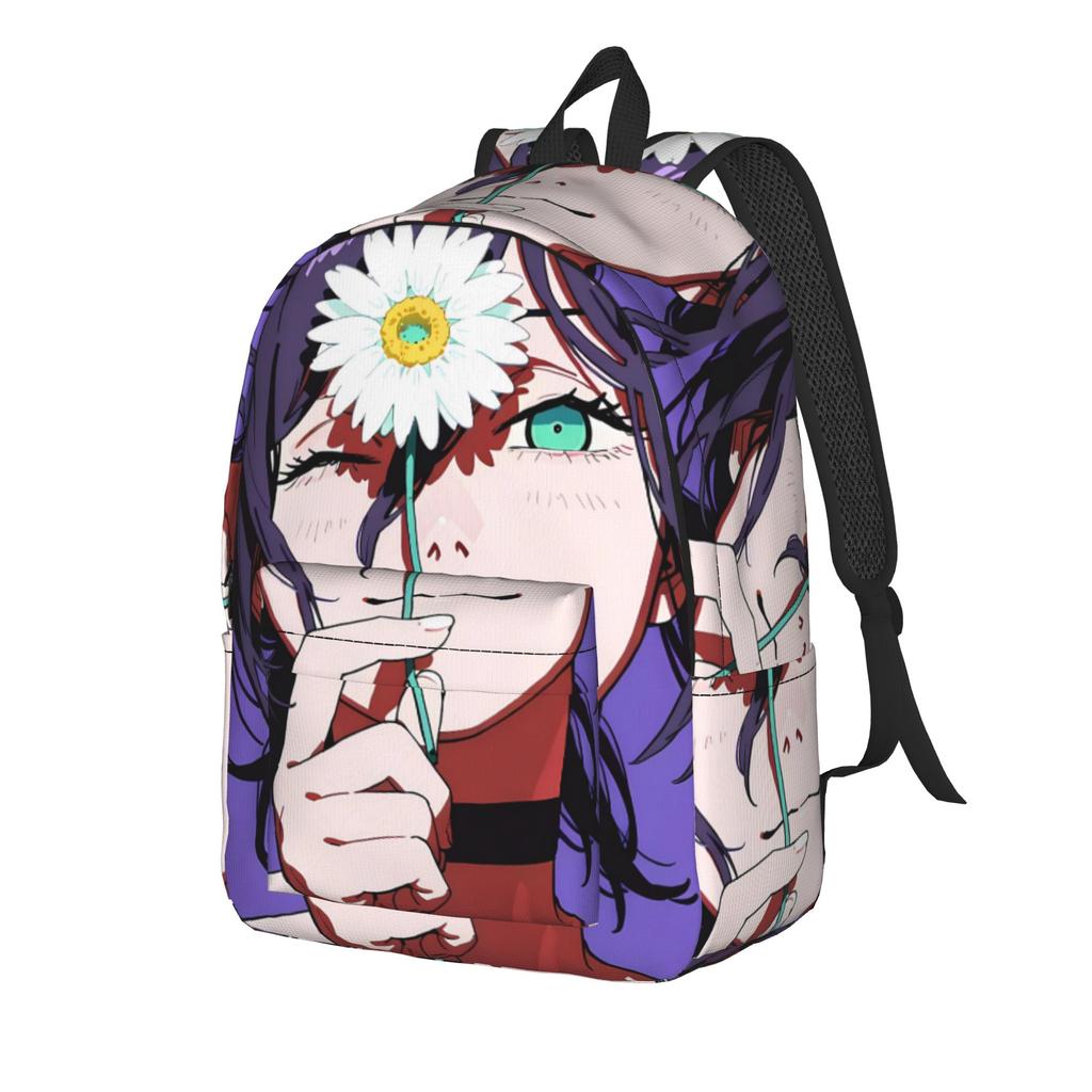 Denji Smiling Manga Knapsack Male Chainsaws Mans Cushy Knapsacks Polyester Kawaii Learner Bags Journey Colorful Rucksack