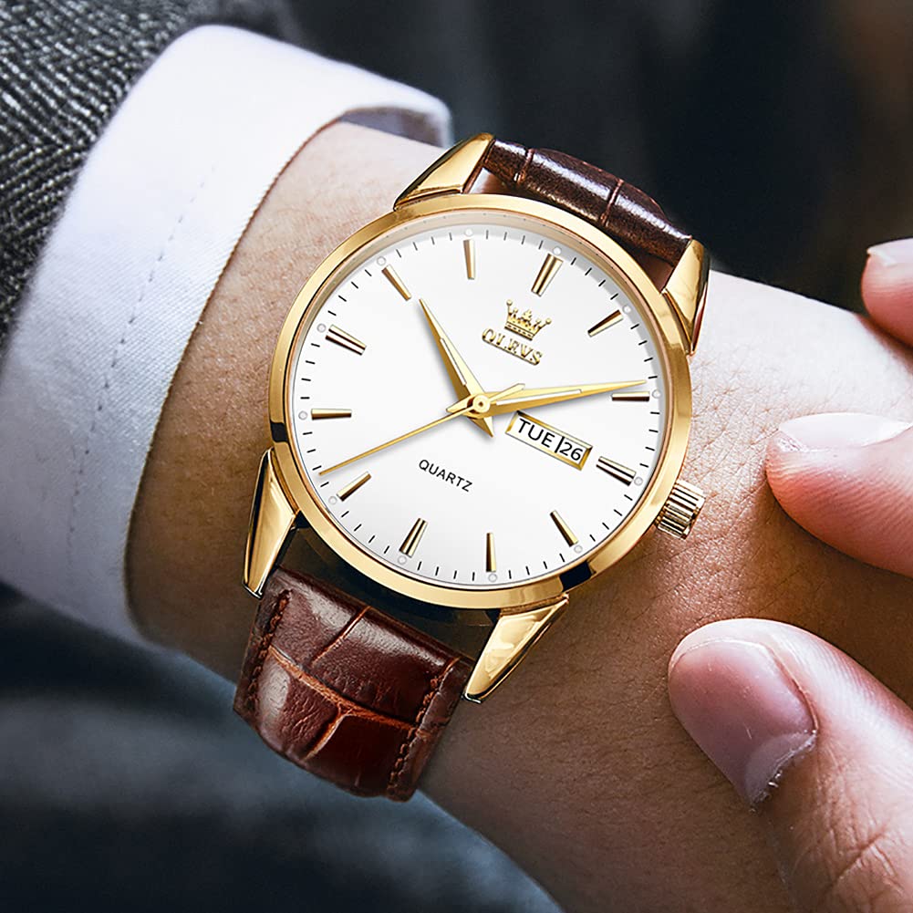 Men's Wristwatch, Business Watch, Leather Band, Stylish, Waterproof, Calendar Display, Luminous Design, Best Gift for Men