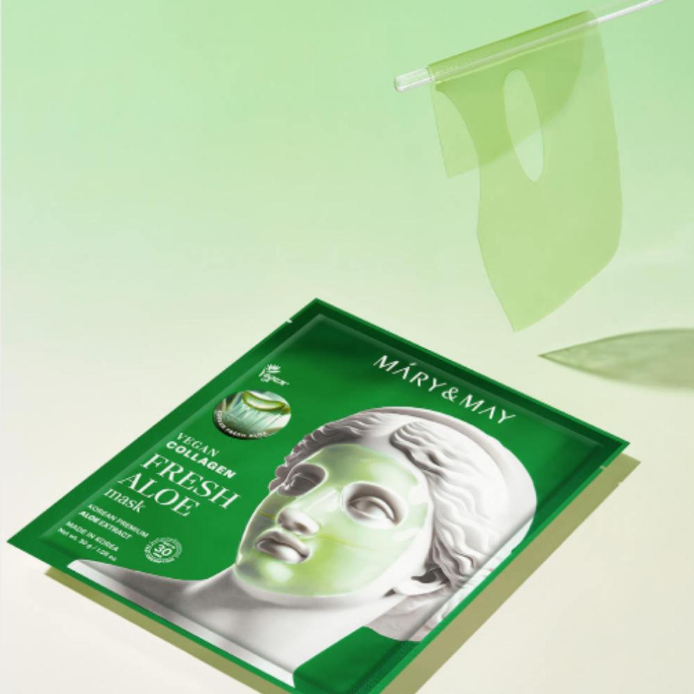 

Mary&May Vegan Collagen Fresh Aloe Gel Mask 4pcs x 3-Set (12 Sheets) - Cooling & Firming Skincare Value Pack FRESH ALOE
