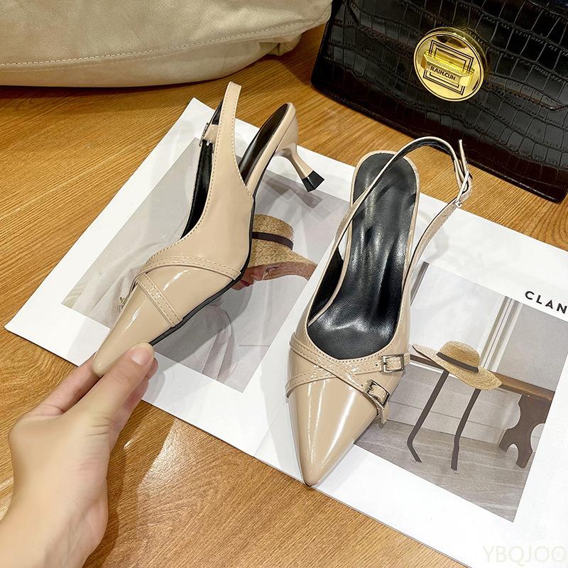 Fashion 2025 Summer Elegant Buckle Decorated Stiletto Women's Shoes Fashionable Pointed Toe Shallow Mouth New High-heeled Shoes