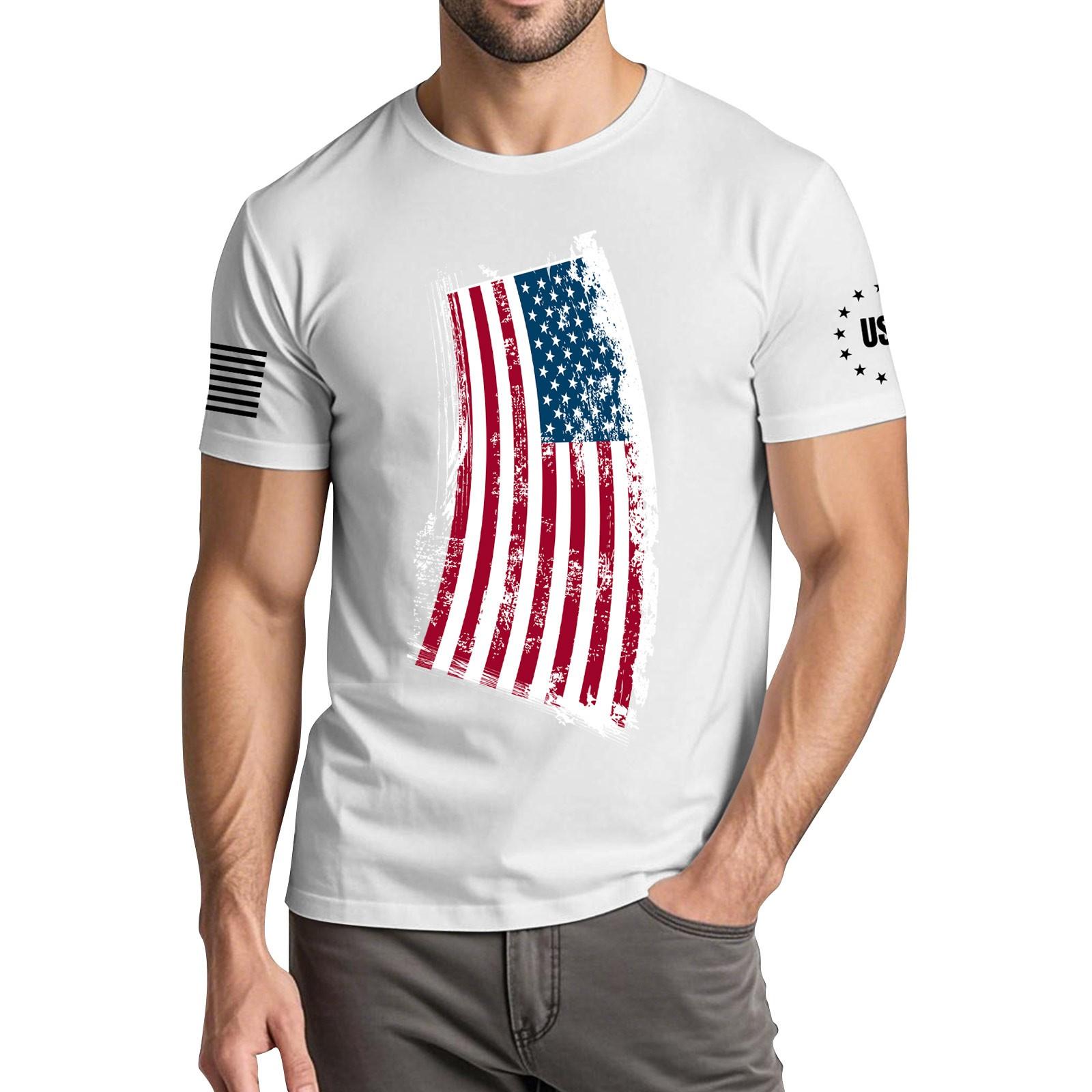 

Мужская модная повседневная футболка с круглым вырезом и коротким рукавом с принтом «День независимости» XXXL белый